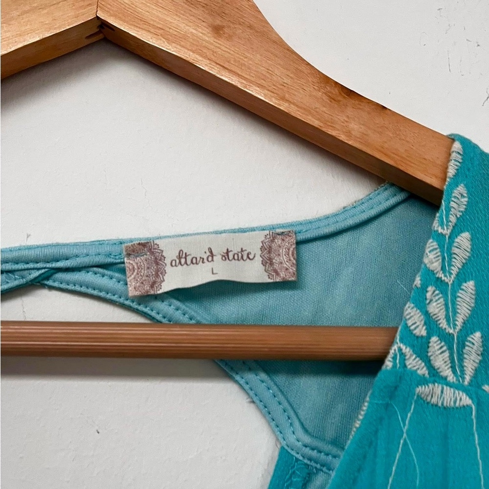 Altar’d State Teal Geometric Patterned Embroidere… - image 3